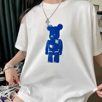 ADER 2022ss Letra T-Shirt Robô desenhos animados Manga Curta com Homens Mulheres Casais Solta em torno do Pescoço Camiseta de Algodão Tees Topo