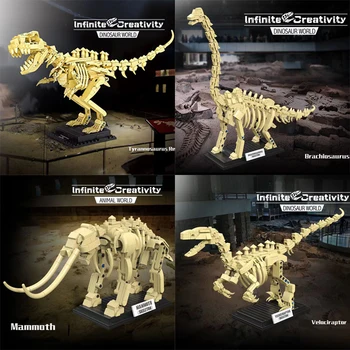 Jurassic Mundo dos Dinossauros do Parque de Série T-rex Triceratops Esqueleto Ornamento Blocos de Construção Fósseis Tijolos Figura Brinquedos Presentes Crianças Imagem 0