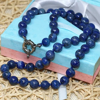 Moda de pedra natural azul lápis-lazúli esferas de 6mm 8mm 10mm 12mm 14mm contas redondas diy colar de presente elegante jóias 18inch B667