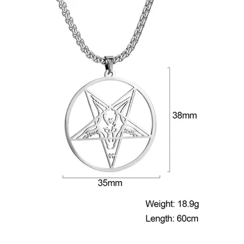 Dawapara Grande Talismã Baphomet Pingente Satânica Amuleto Símbolo do Mal Stand-in para Satanás Vintage Homens de Aço Inoxidável da Colar Imagem 0