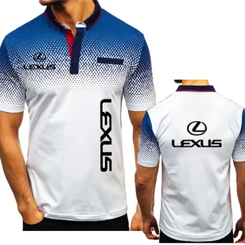 Lexus puro algodão homens do polo de manga curta logotipo do carro de impressão de Verão de Negócios de mens vestuário de Moda Casual masculina Camisa Polo Superior Imagem 0