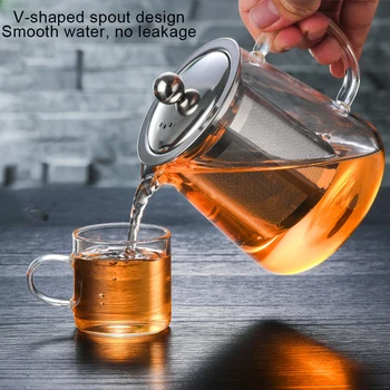 Vidro Bule Resistentes ao Calor de Kung Fu Conjuntos de Chá em Aço Inoxidável com Infusor Aquecida Recipiente de Chá Perfumado Chaleira Filtro para o Presente Imagem 2
